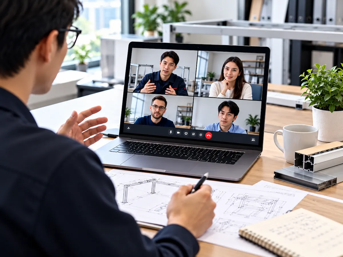 screen sharing video meeting for desk frame project review