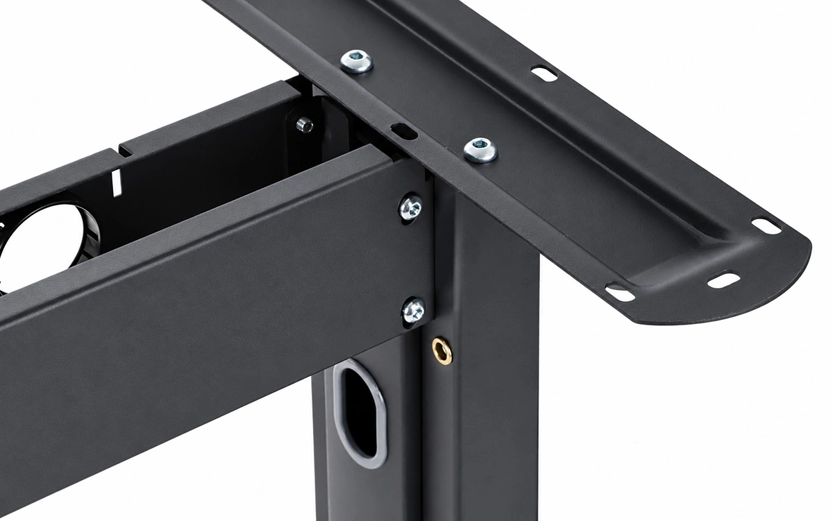 close-up reference photo showing desk frame connection details