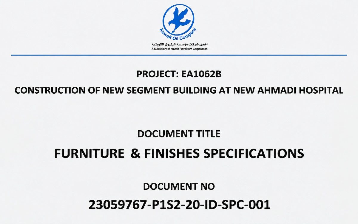 tender specification document example for an office furniture project