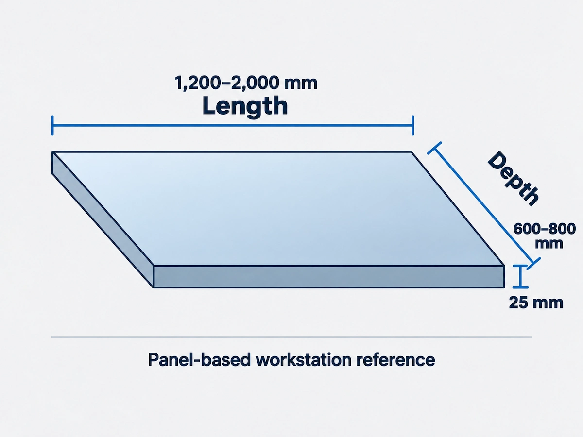 tabletop length depth and thickness dimensions for initial planning