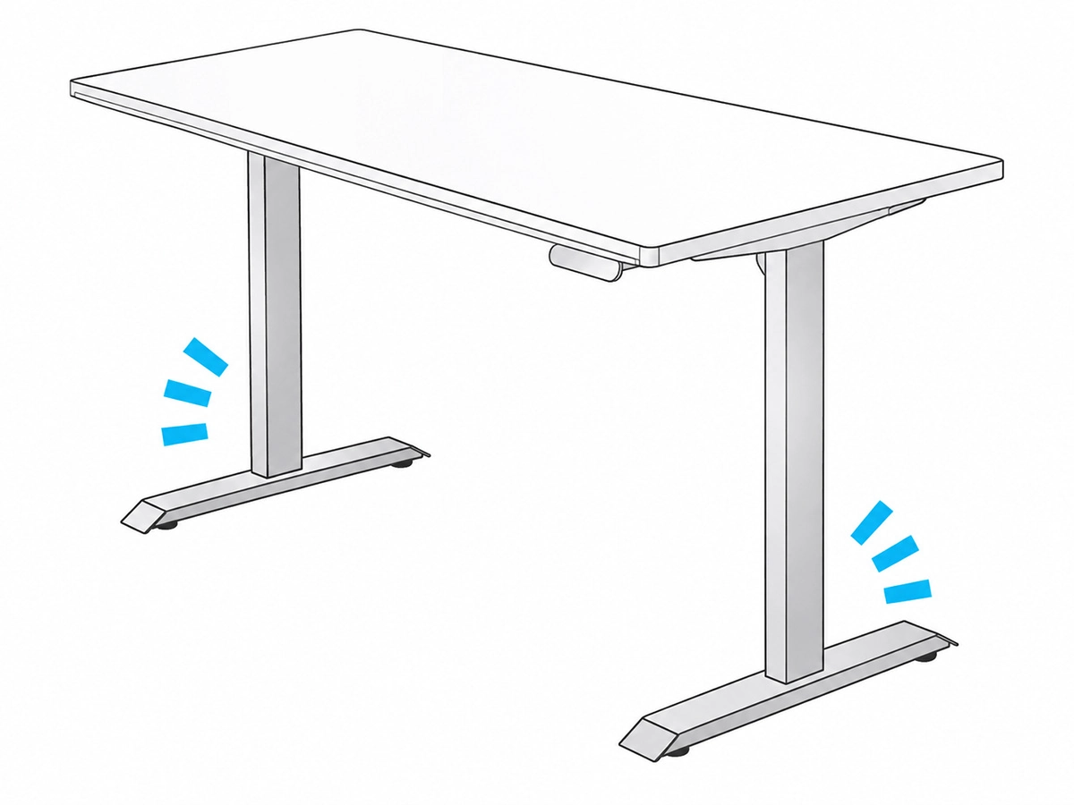 desk frame wobble and stability movement illustration