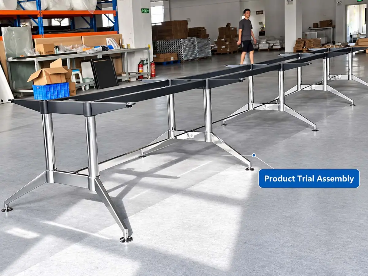 desk frame sample assembly and structural inspection