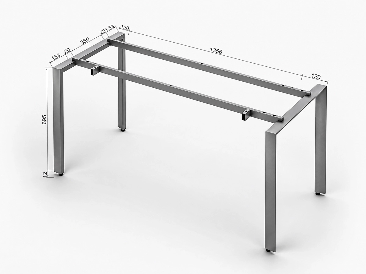 desk frame structure and crossbar design for larger tabletop sizes