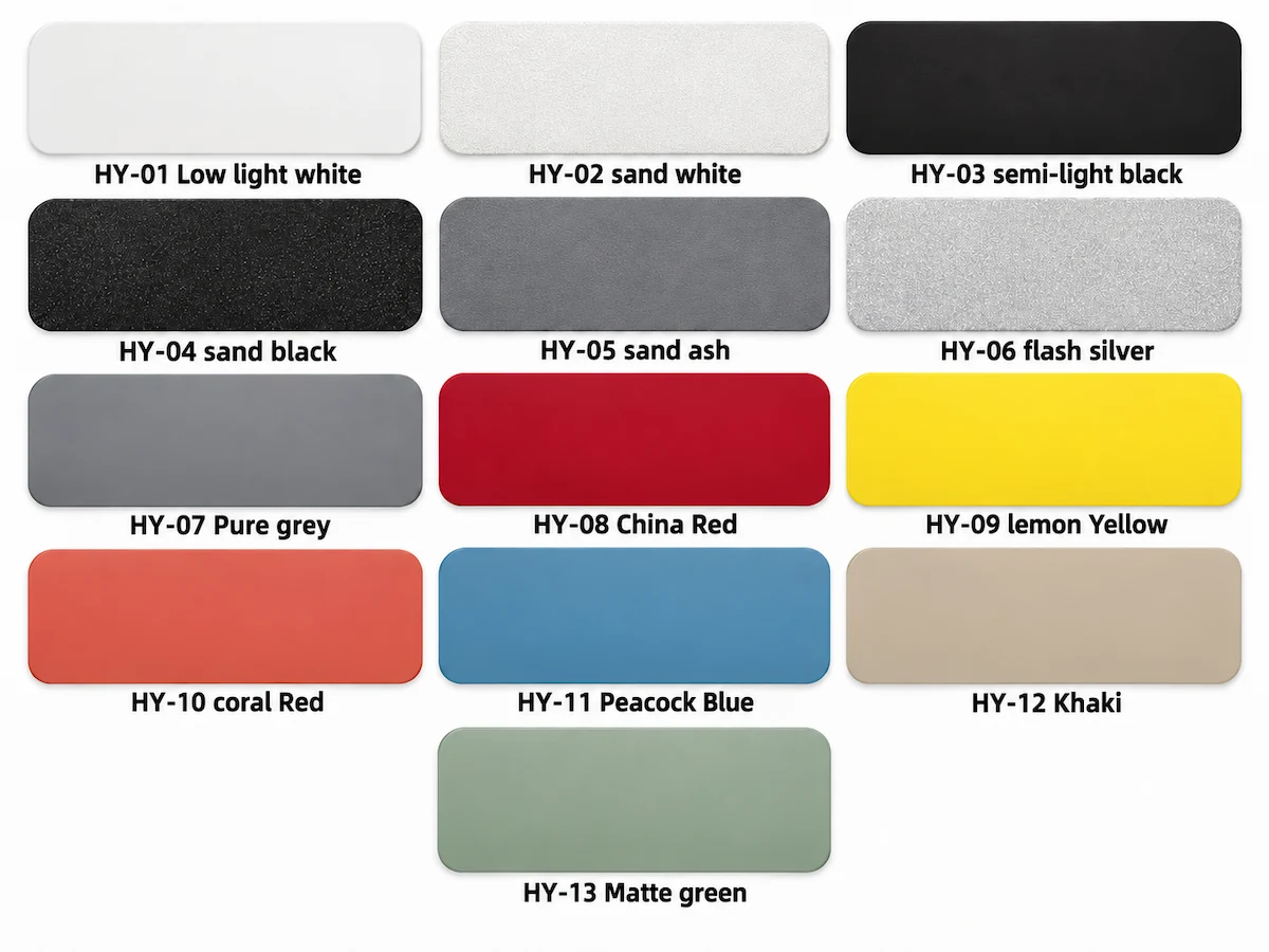standard powder coating finish and color options for steel desk frames