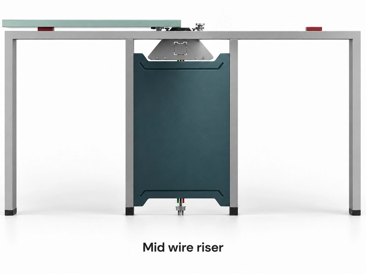 mid wire riser for workstation cable management