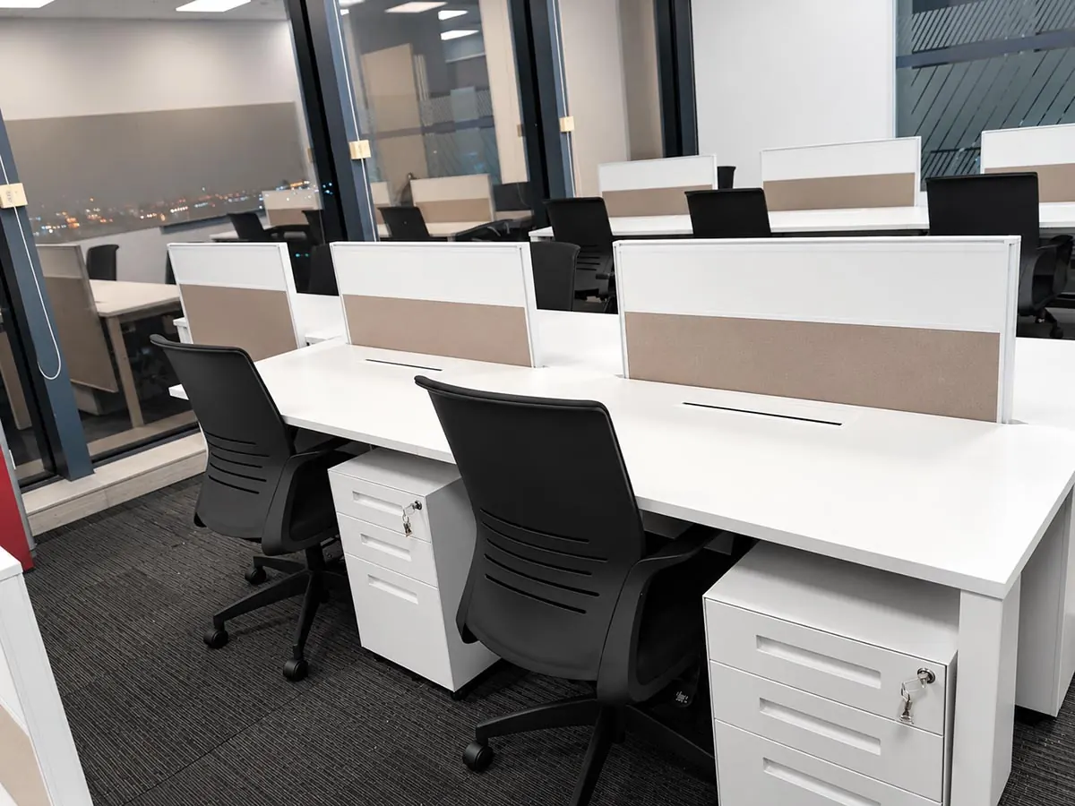 30t panel based desk screens installed on office workstations