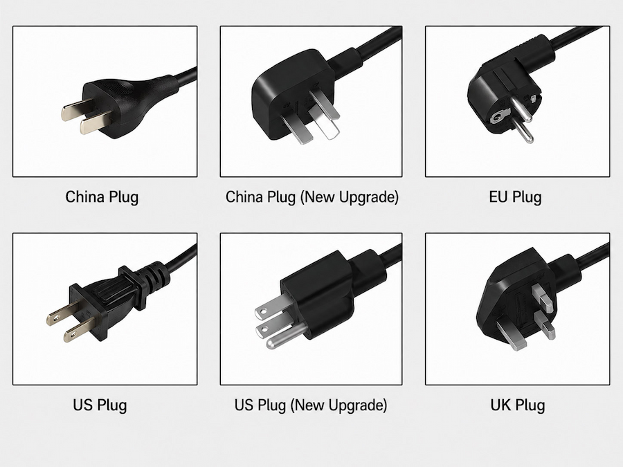 plug type options for china eu us and uk workstation power configurations