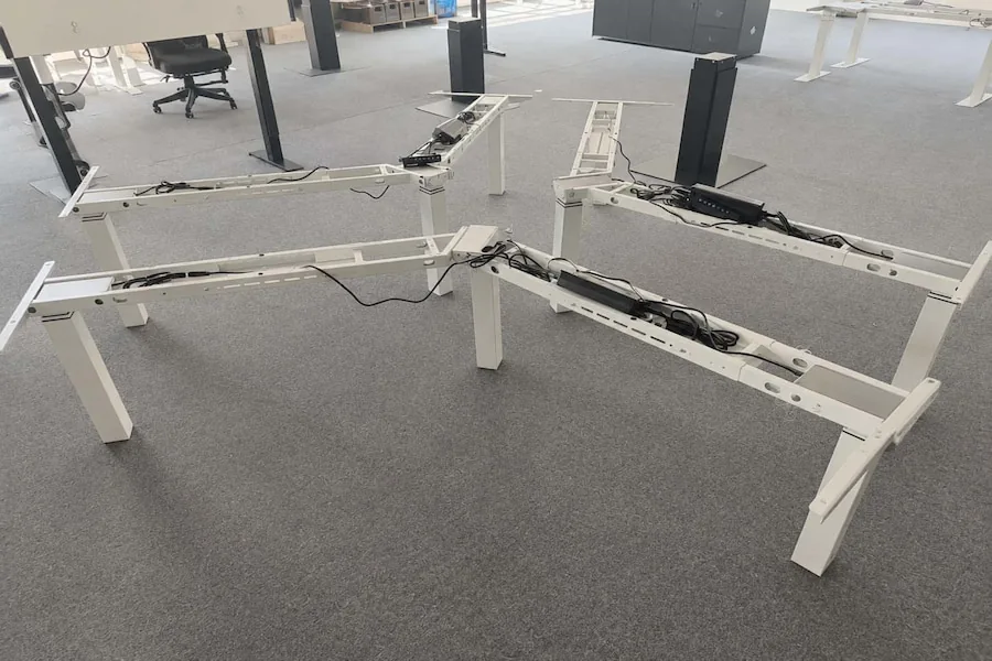 height adjustable desk frames configured for workstation layout and office project applications