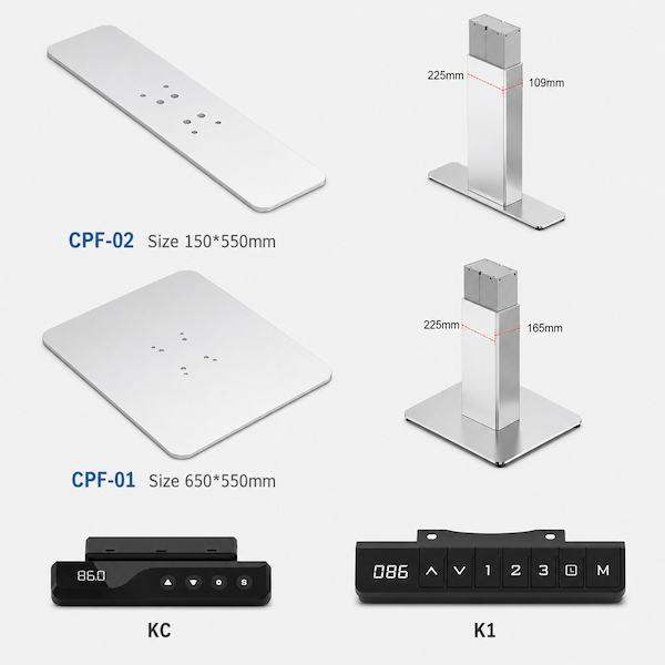 cape cpf 01 and cpf 02 foot options 225 x 109 mm and 225 x 165 mm column sections and k1 and kc handset options