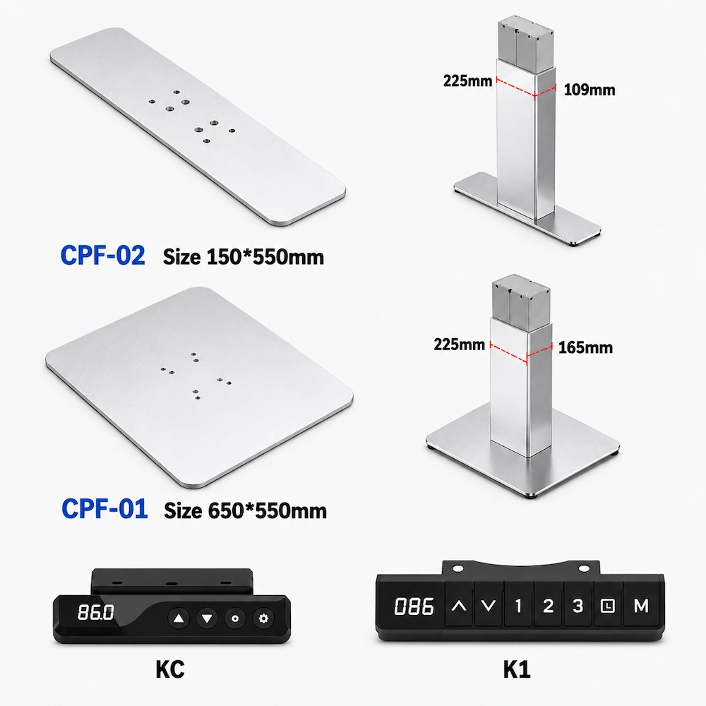 cape cpf 01 and cpf 02 foot options 225 x 109 mm and 225 x 165 mm column sections and k1 and kc handset options