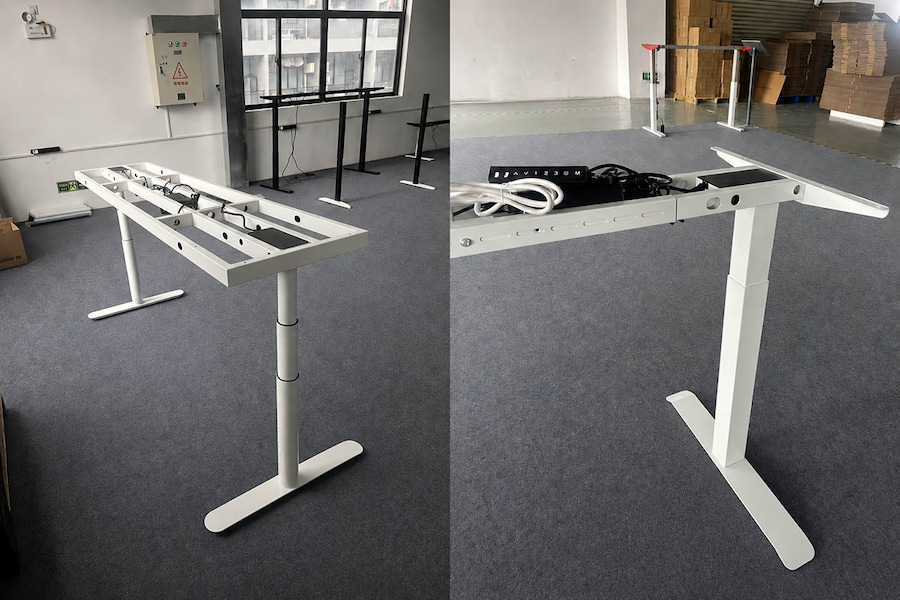 height adjustable desk frames showing different column stage configurations