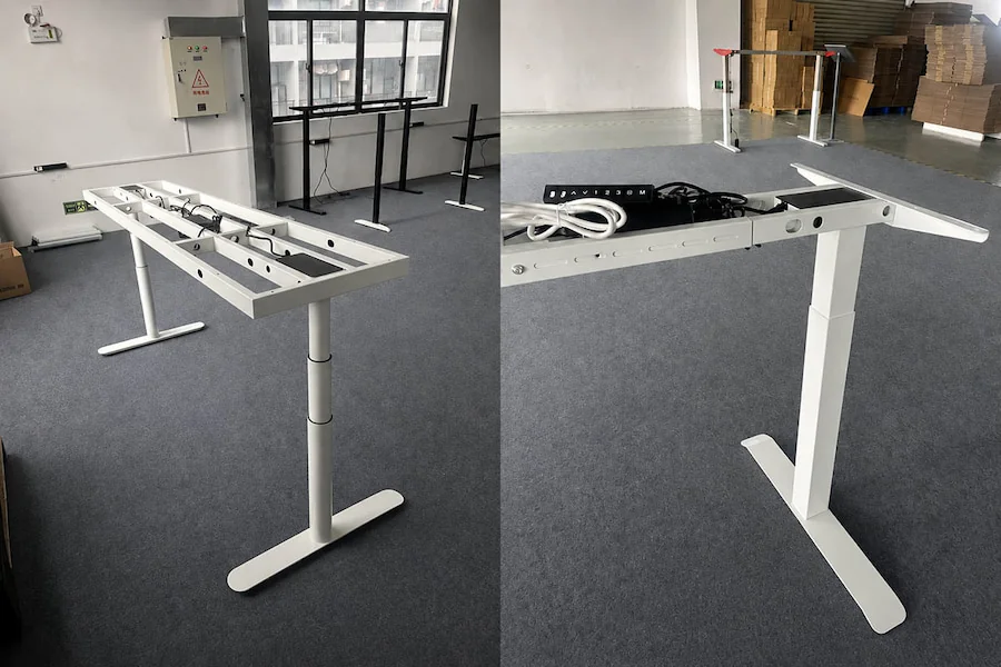 height adjustable desk frames showing different column stage configurations