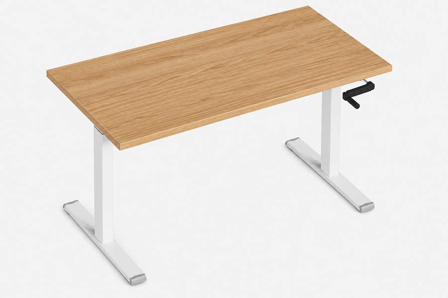 manual crank height adjustable desk with hand operated lifting mechanism