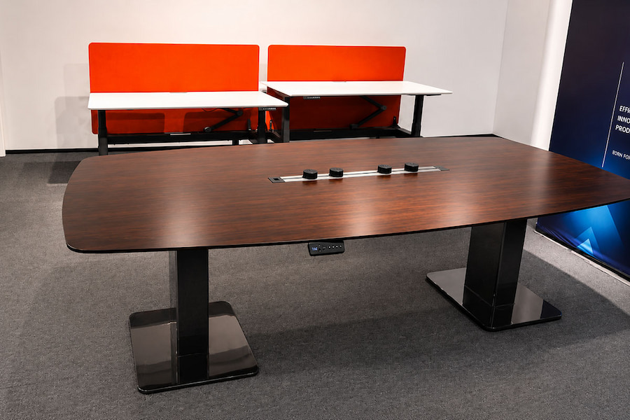 height adjustable conference table with large meeting desktop
