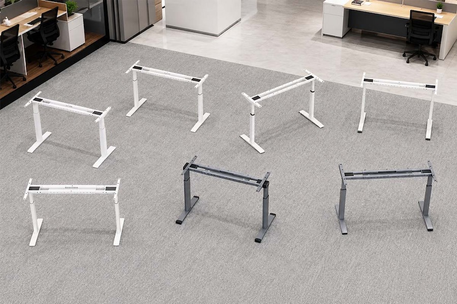 height adjustable desk frames displayed for product configuration comparison