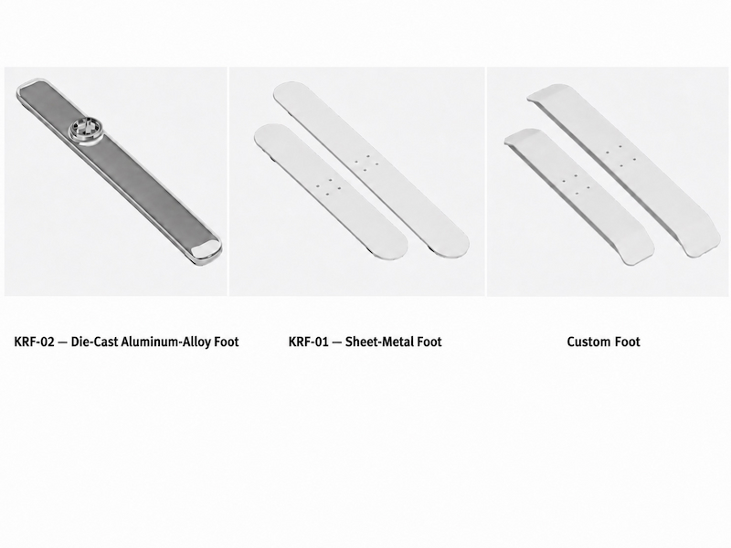 karen krf 01 sheet metal foot krf 02 die cast aluminum alloy foot and custom foot options