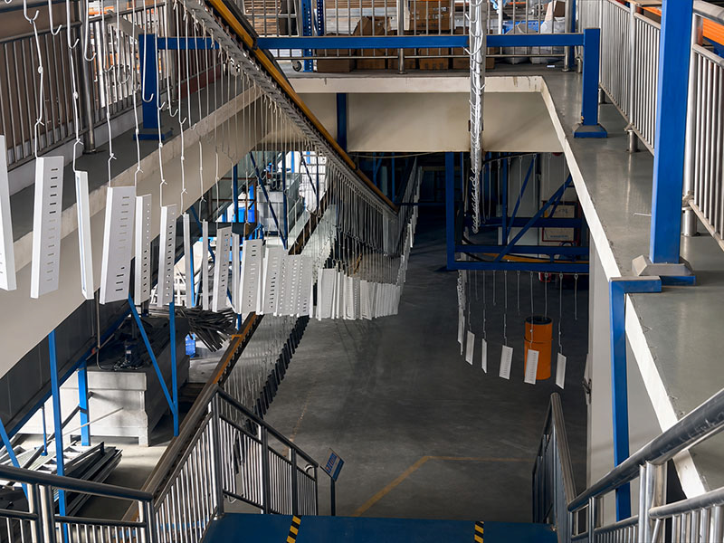 powder coating line for metal height adjustable desk frame components