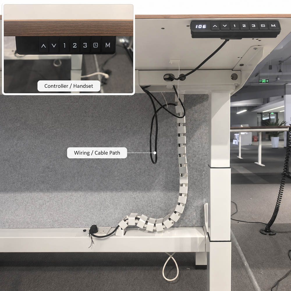 mige height adjustable desk controller handset wiring and cable path