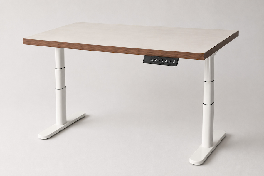 electric height adjustable desk frame with dual motor lifting system and three stage columns