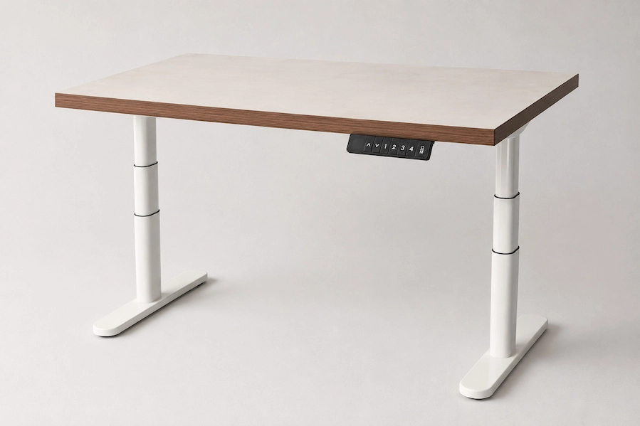 electric height adjustable desk frame with dual motor lifting system and three stage columns