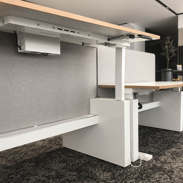 milan height adjustable workstation control and under desk components