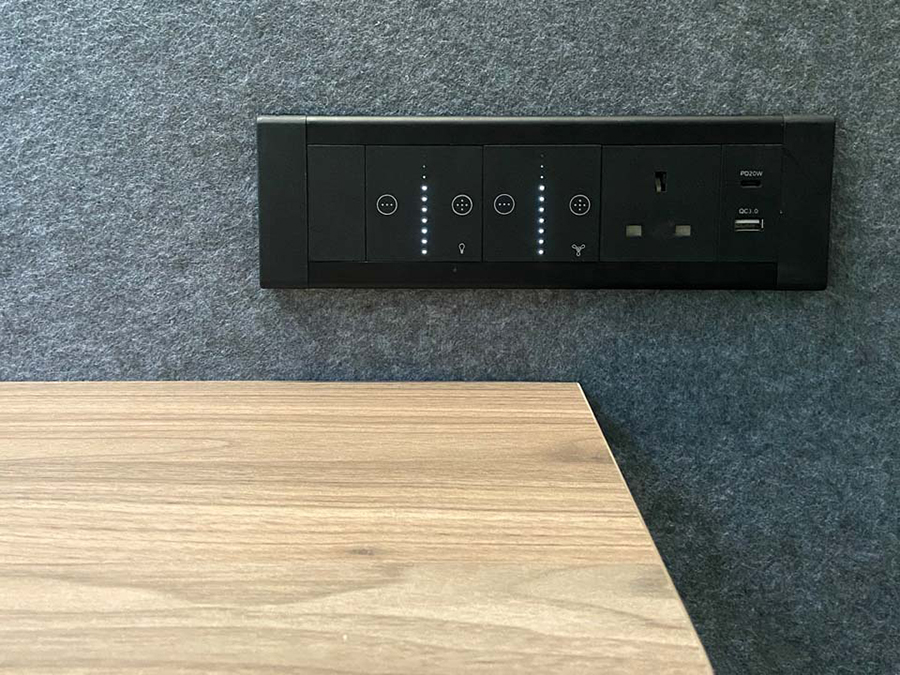1P office pod external power and network port