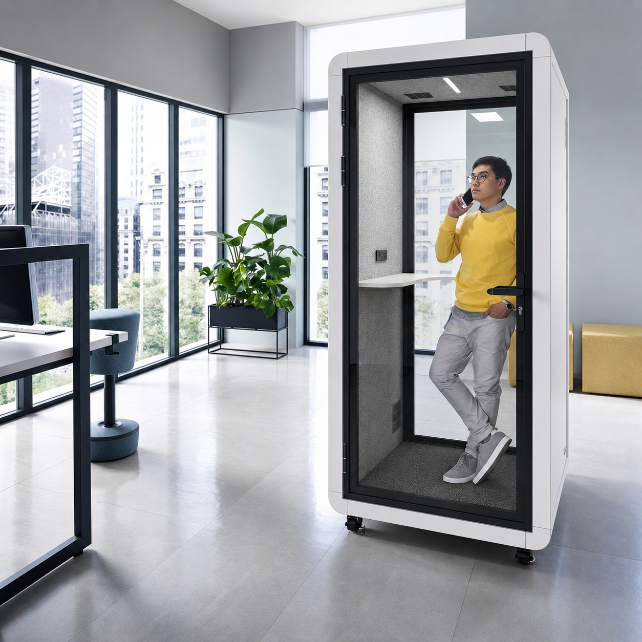 1P office pod speech privacy support diagram