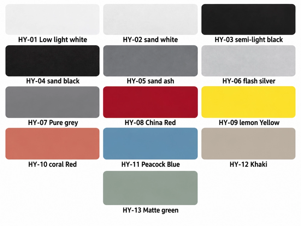 exterior color samples for 1 person office pod metal shell finish