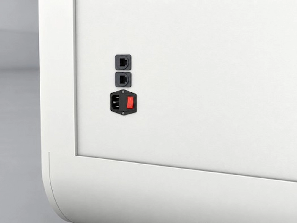 external power and network connection ports on 1 person office pod exterior