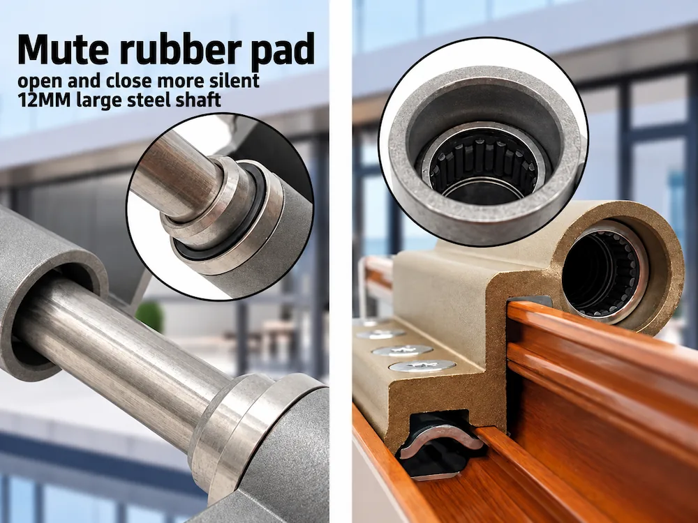 heavy duty door hinge with mute rubber pad and steel shaft for 1 person office pod