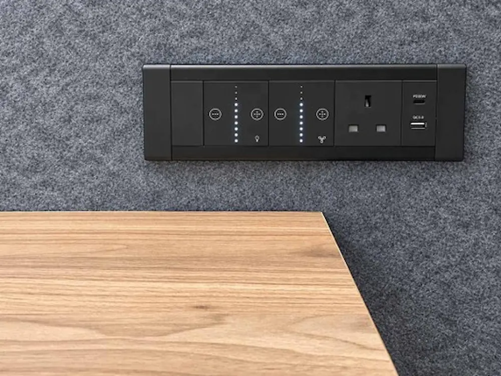 mid level smart touch control module with power socket and charging for 1 person office pod