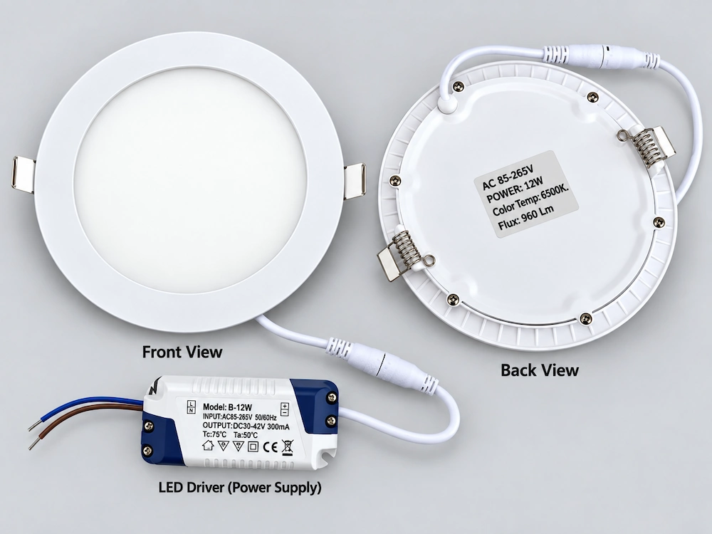 round led light with front view back view and led driver for 1 person office pod