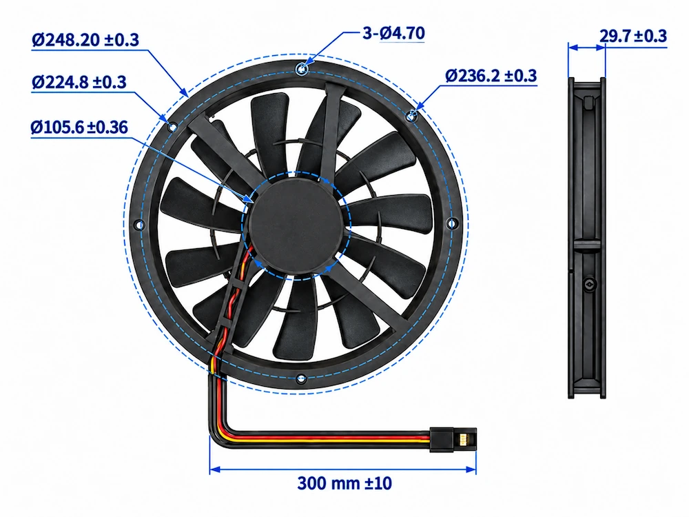 standard fan drawing for 1 person office pod ventilation configuration