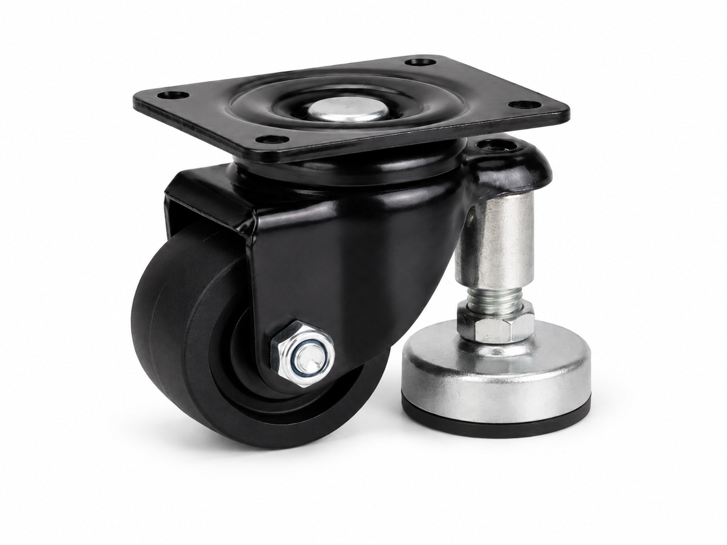 2P meeting pod caster and adjustable leveling foot