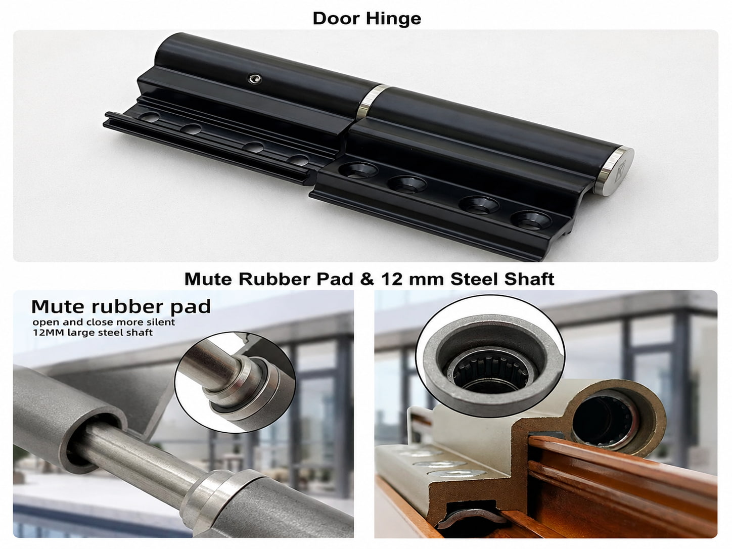 2P meeting pod heavy-duty glass door hinge detail