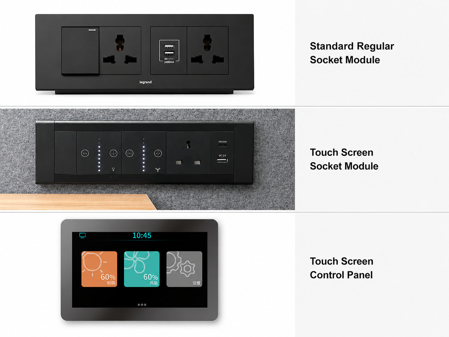 2P meeting pod power socket and interior charging options