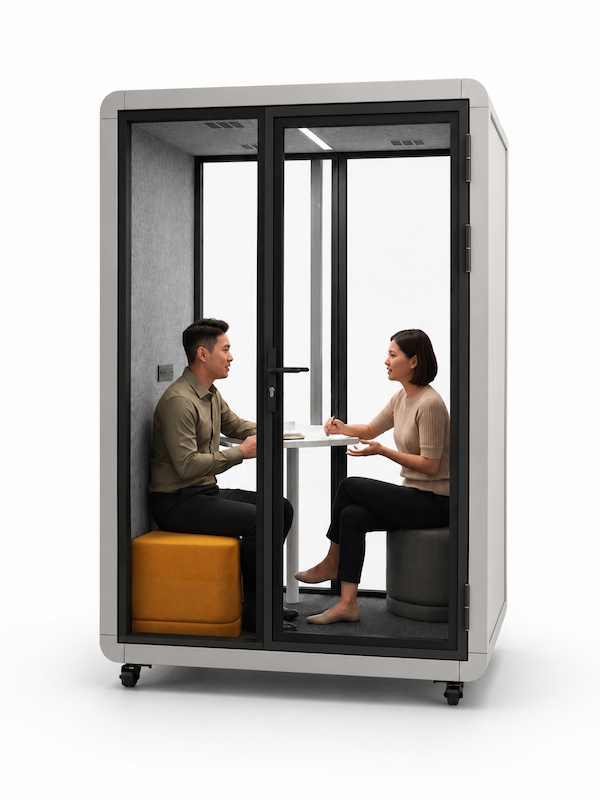 2-person meeting pod with curved exterior style