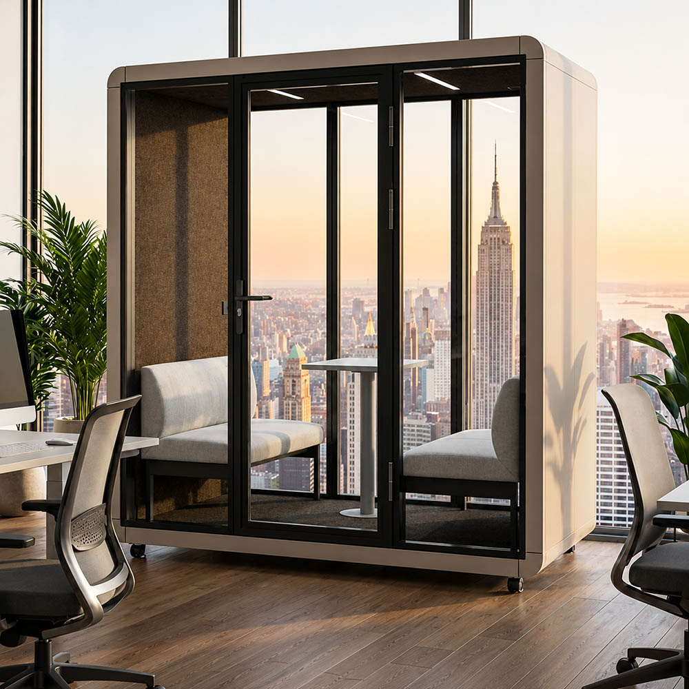 4P meeting pod heavy-duty glass door hinge detail