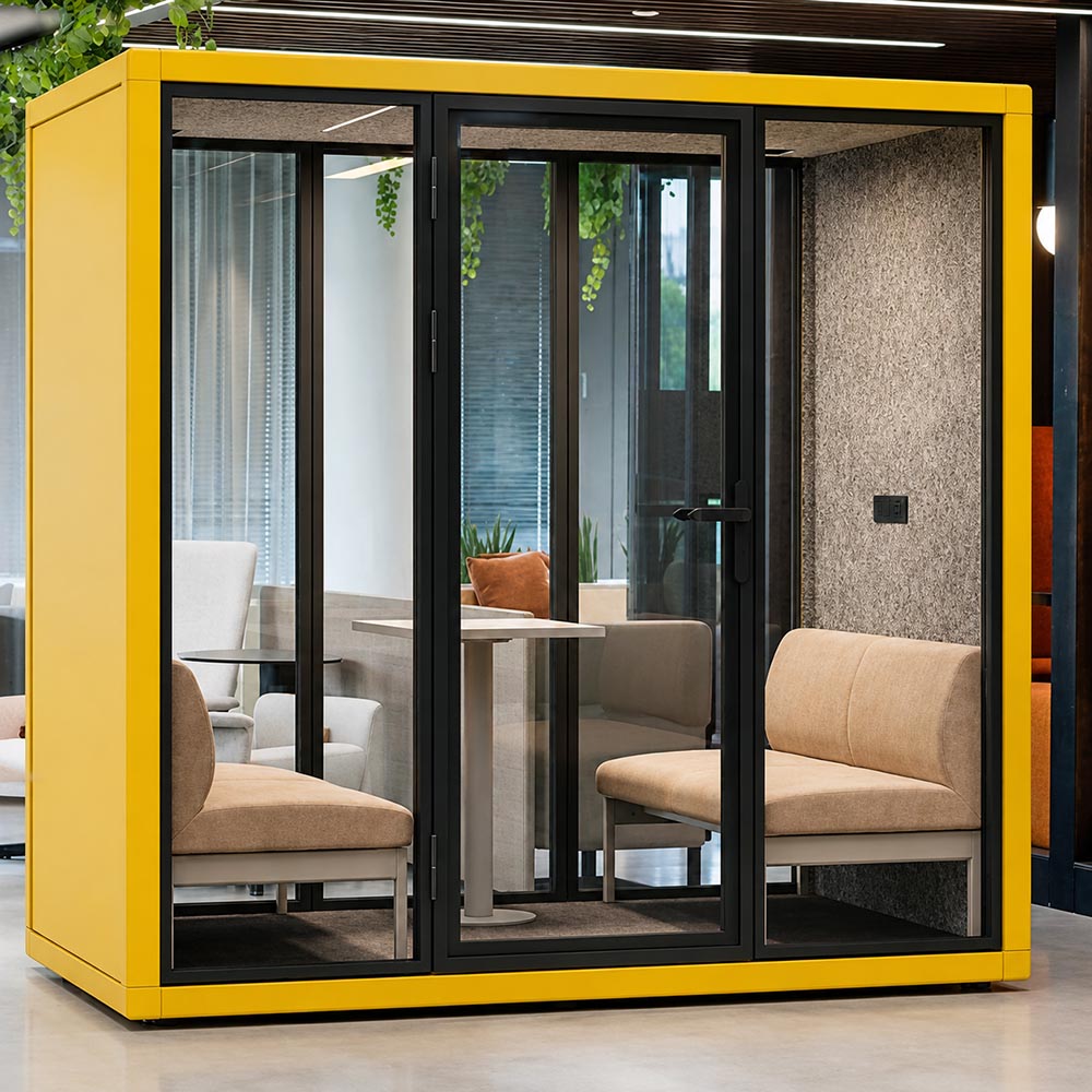 4P meeting pod glass door handle and multi-point lock detail