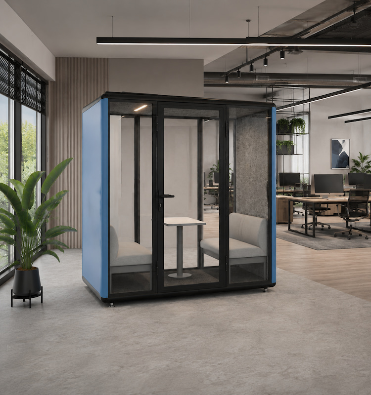 6p meeting pod blue trim