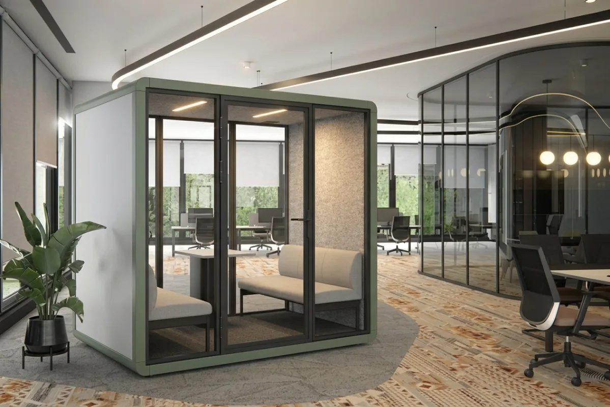 6p meeting pod model a with curved exterior profile
