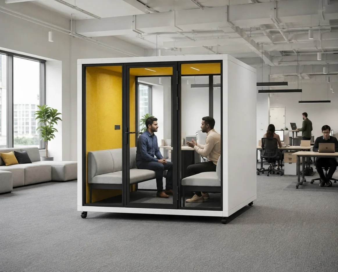 6p meeting pod model b with square exterior profile