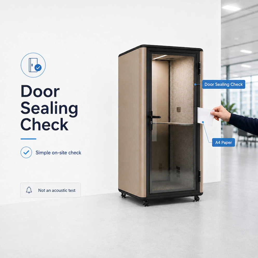 door sealing and a4 paper check for office pod installation reference