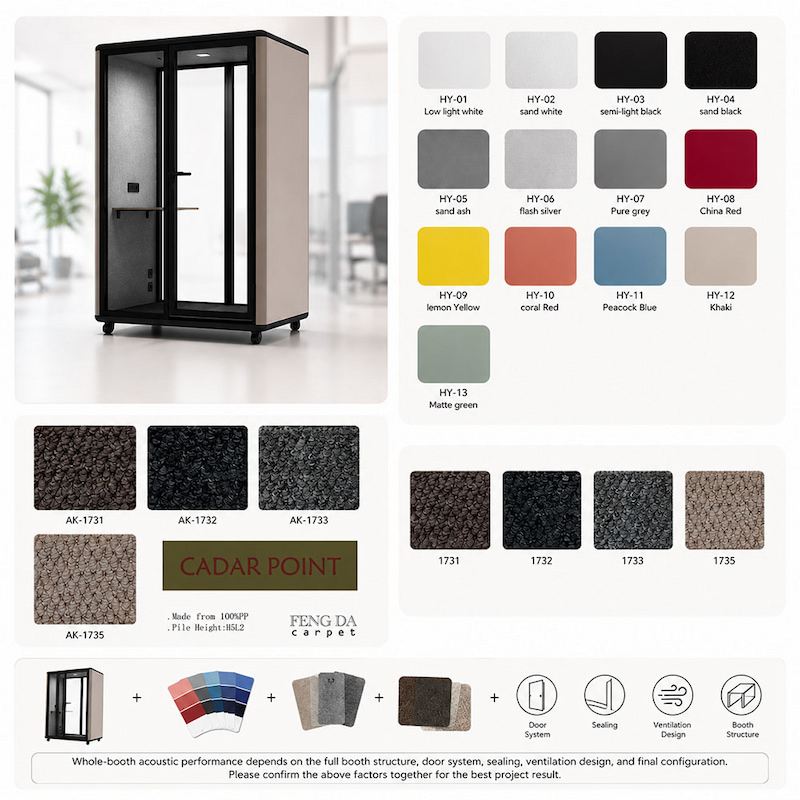 office phone booth color and finish options