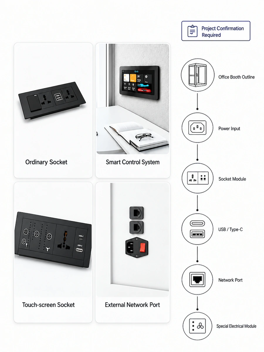 office phone booth power and socket options