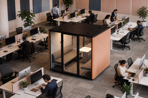 open office phone booth layout
