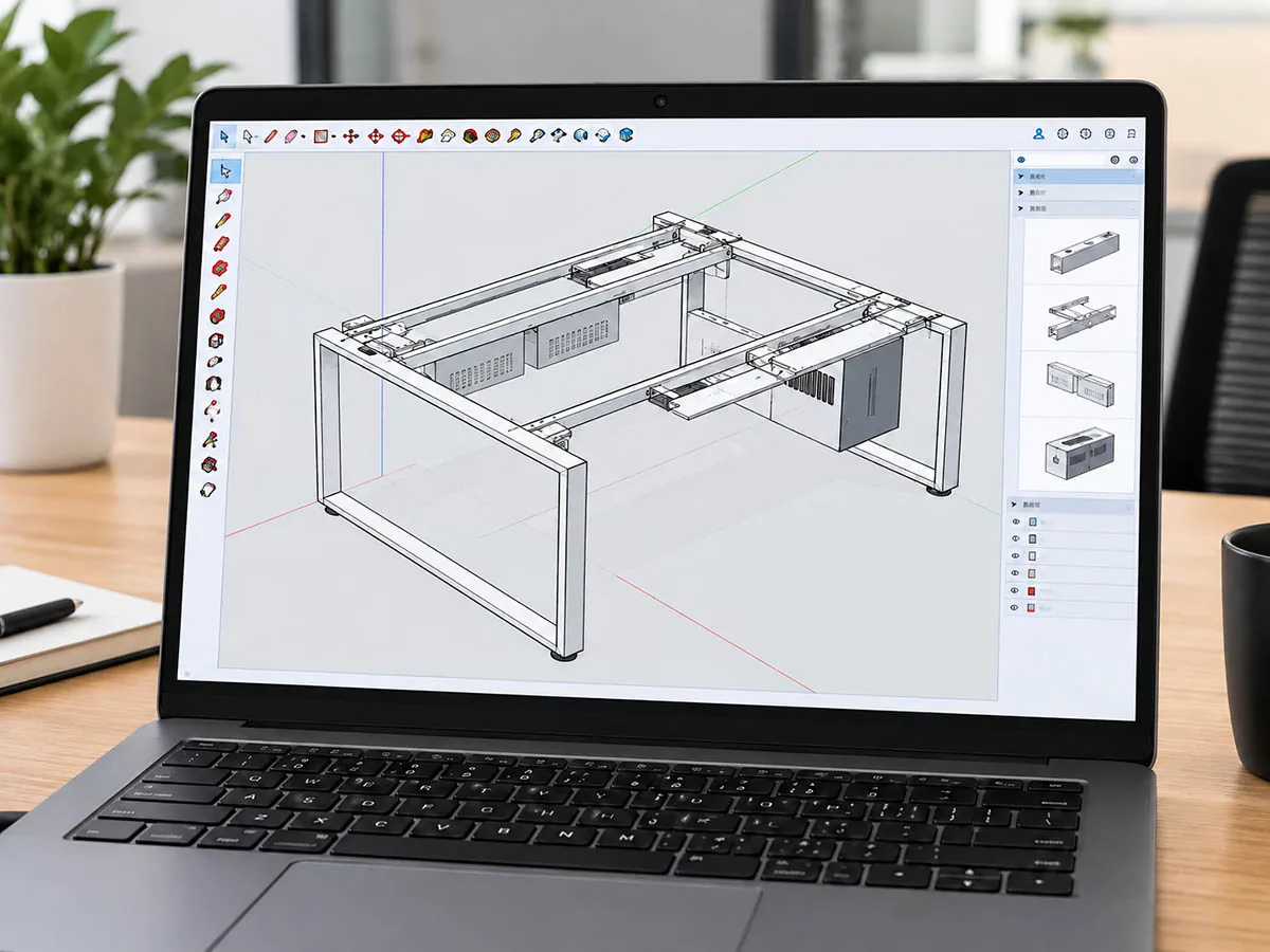 screen sharing and 3D demonstration for desk frame technical support