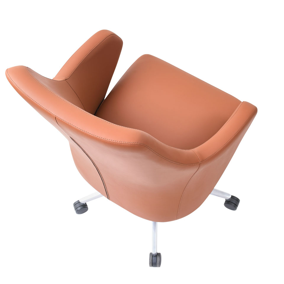 orange leather chair top views
