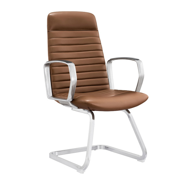 leather office chair no wheels -brown leather chair with fixed armrest