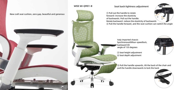 mesh office chair with headrest details